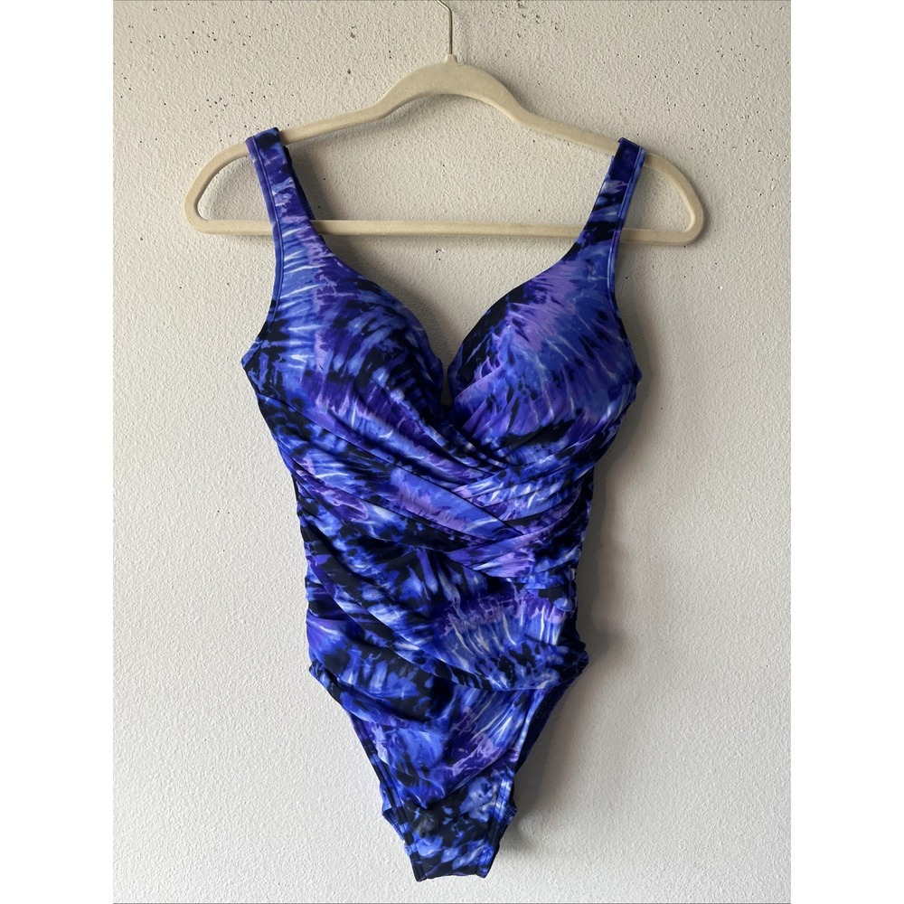 Mirclesuit Swimwear Womens Size 10 One Piece Bathing Suit Blue Beach Vacation